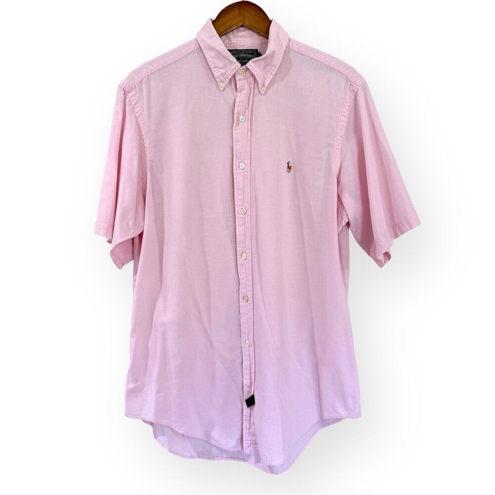 Vintage Polo Country Ralph Lauren Shirt Mens Large Pink Button Up Short Sleeve